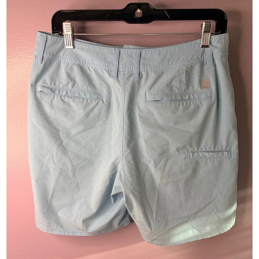 Huk Mens‎ Light Blue Performance Fishing Shorts Size 30 Utility Pockets Summer